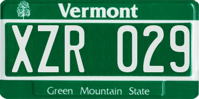 VT license plate XZR029