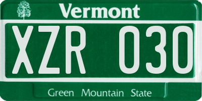VT license plate XZR030