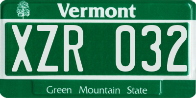 VT license plate XZR032
