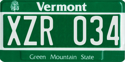 VT license plate XZR034