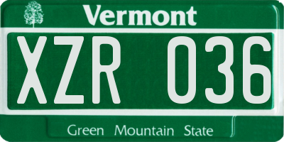 VT license plate XZR036