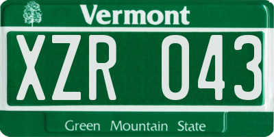 VT license plate XZR043