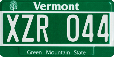 VT license plate XZR044