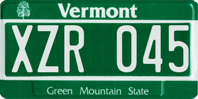 VT license plate XZR045