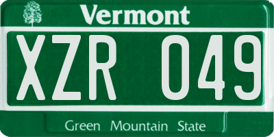 VT license plate XZR049