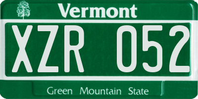 VT license plate XZR052