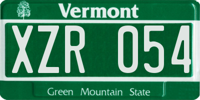 VT license plate XZR054