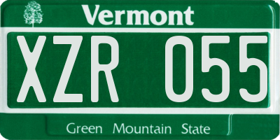 VT license plate XZR055