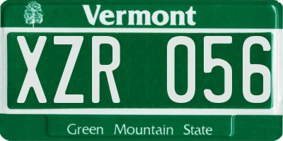 VT license plate XZR056