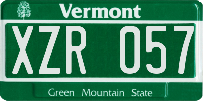 VT license plate XZR057