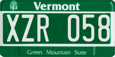 VT license plate XZR058