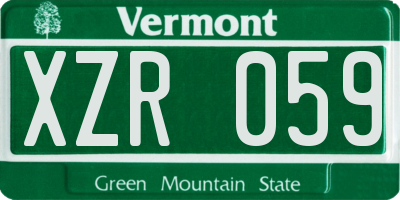 VT license plate XZR059