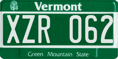 VT license plate XZR062