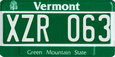 VT license plate XZR063