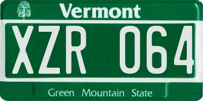 VT license plate XZR064