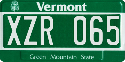 VT license plate XZR065