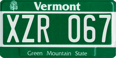 VT license plate XZR067