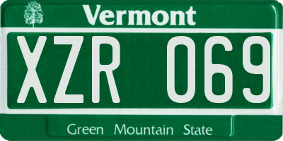 VT license plate XZR069
