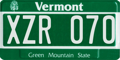 VT license plate XZR070