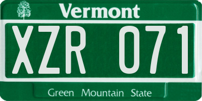 VT license plate XZR071