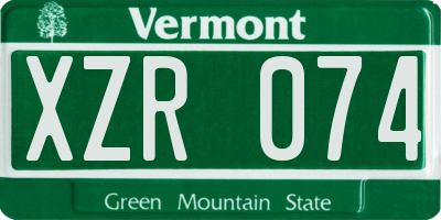 VT license plate XZR074