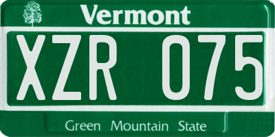 VT license plate XZR075