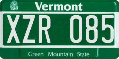 VT license plate XZR085