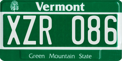 VT license plate XZR086