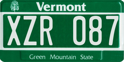 VT license plate XZR087