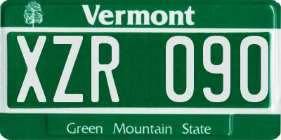 VT license plate XZR090