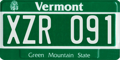 VT license plate XZR091