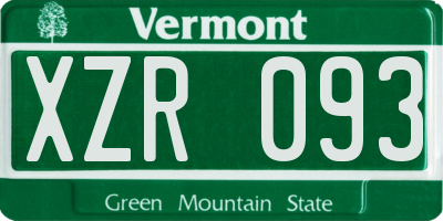 VT license plate XZR093