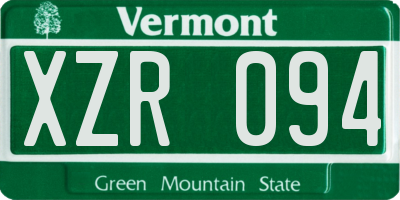 VT license plate XZR094