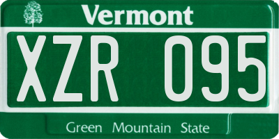 VT license plate XZR095