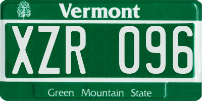 VT license plate XZR096