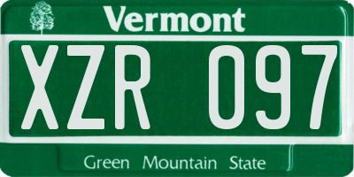 VT license plate XZR097