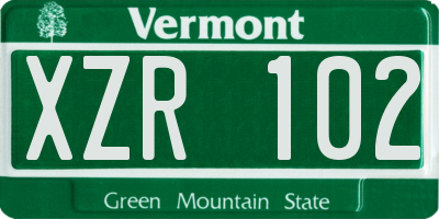 VT license plate XZR102