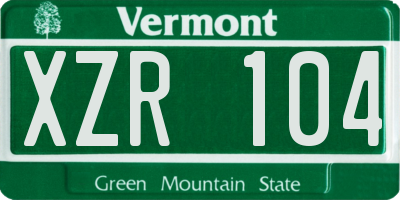 VT license plate XZR104