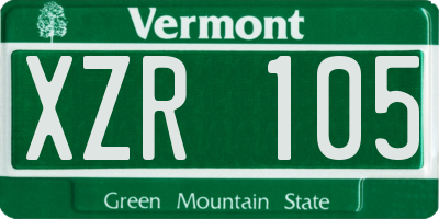 VT license plate XZR105