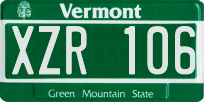 VT license plate XZR106