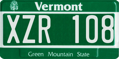 VT license plate XZR108