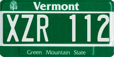 VT license plate XZR112