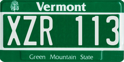 VT license plate XZR113