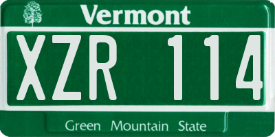 VT license plate XZR114