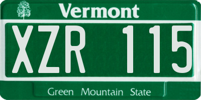 VT license plate XZR115
