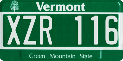 VT license plate XZR116