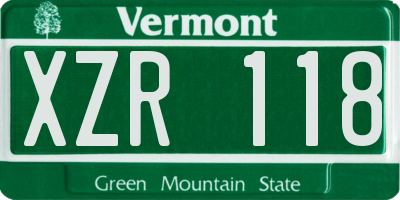 VT license plate XZR118