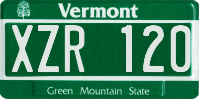 VT license plate XZR120
