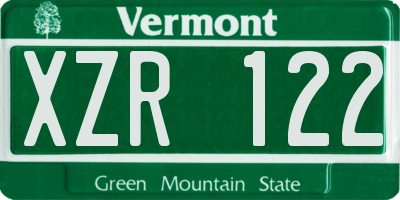 VT license plate XZR122
