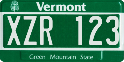 VT license plate XZR123